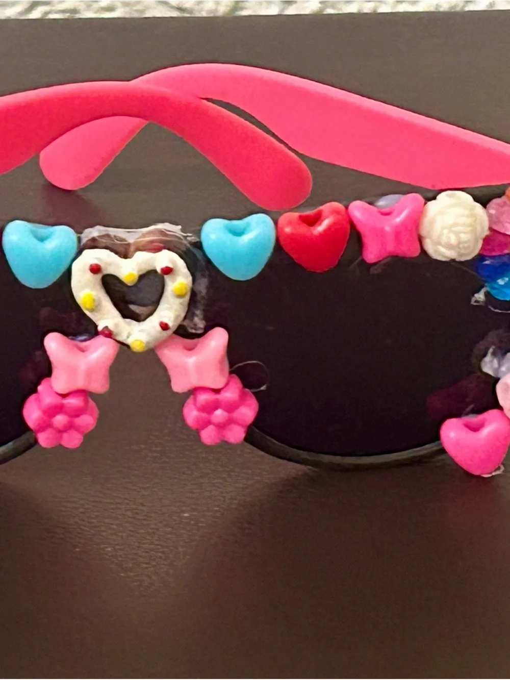 Girls Pink Decorative Heart & Flower Sunglasses
